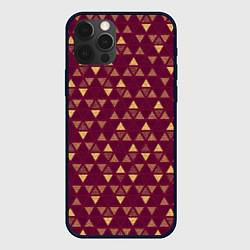 Чехол для iPhone 12 Pro Max Бордо с жёлтыми треугольниками текстурированный па, цвет: 3D-черный
