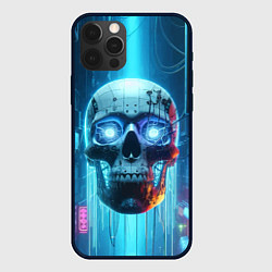 Чехол для iPhone 12 Pro Max Cyber skull - neon glow ai art, цвет: 3D-черный