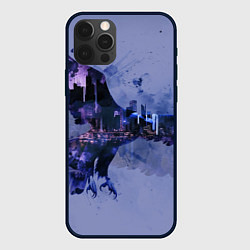 Чехол для iPhone 12 Pro Max Летящий орел и город в сумерках, цвет: 3D-черный