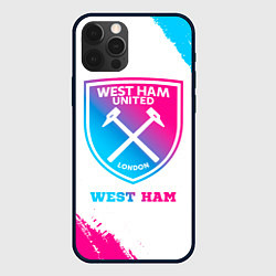 Чехол для iPhone 12 Pro Max West Ham neon gradient style, цвет: 3D-черный