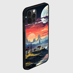 Чехол для iPhone 12 Pro Max Космический фантазийный мир на другой планете, цвет: 3D-черный — фото 2