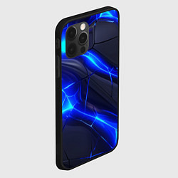 Чехол для iPhone 12 Pro Max Яркое синее свечение и плиты, цвет: 3D-черный — фото 2