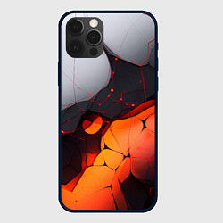 Чехол для iPhone 12 Pro Max Объемная плита с красной лавой иллюстрация, цвет: 3D-черный