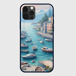 Чехол для iPhone 12 Pro Max Гавань с лодками, цвет: 3D-черный