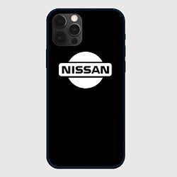Чехол для iPhone 12 Pro Max Nissan logo white, цвет: 3D-черный