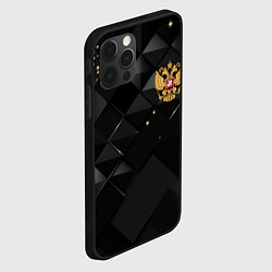 Чехол для iPhone 12 Pro Max Золотой герб России на черно-золотой текстуре, цвет: 3D-черный — фото 2