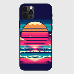 Чехол для iPhone 12 Pro Max Закат на пляже vaporwave, цвет: 3D-черный