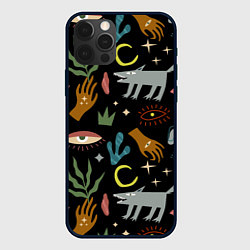 Чехол для iPhone 12 Pro Max Мистический лес с волком, цвет: 3D-черный