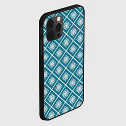 Чехол для iPhone 12 Pro Max Орнамент в ромбах на синем, цвет: 3D-черный — фото 2