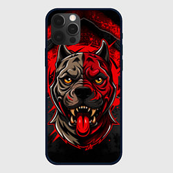 Чехол для iPhone 12 Pro Max Враждебный питбуль голова, цвет: 3D-черный