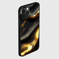 Чехол для iPhone 12 Pro Max Черно-золотая волнистая текстура, цвет: 3D-черный — фото 2