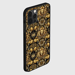 Чехол для iPhone 12 Pro Max Головы львов золотой паттерн, цвет: 3D-черный — фото 2
