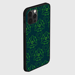 Чехол для iPhone 12 Pro Max Зелёный неоновый паттерн, цвет: 3D-черный — фото 2