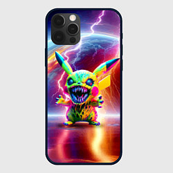 Чехол для iPhone 12 Pro Max Монстр Пикачу - неоновое свечение, цвет: 3D-черный