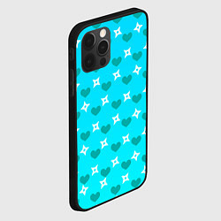 Чехол для iPhone 12 Pro Max Сюрикены и сердечки: голубой, цвет: 3D-черный — фото 2