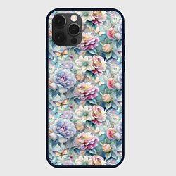 Чехол iPhone 12 Pro Max Цветы и бабочки летний паттерн