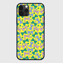Чехол для iPhone 12 Pro Max Яркий паттерн с бантами, цвет: 3D-черный