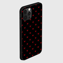 Чехол для iPhone 12 Pro Max Чёрный в красные маленькие сердечки, цвет: 3D-черный — фото 2