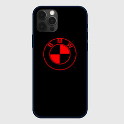 Чехол для iPhone 12 Pro Max BMW red logo, цвет: 3D-черный