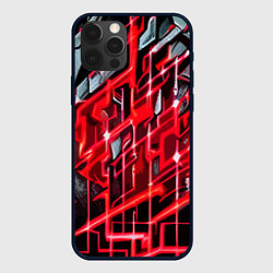 Чехол для iPhone 12 Pro Max Красно-белая абстракция, цвет: 3D-черный