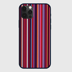 Чехол для iPhone 12 Pro Max Красно-фиолетовый яркие полосы, цвет: 3D-черный