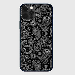 Чехол для iPhone 12 Pro Max Пейсли на черном, цвет: 3D-черный