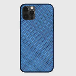 Чехол для iPhone 12 Pro Max Тёмно-голубой текстурированный, цвет: 3D-черный