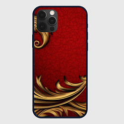 Чехол iPhone 12 Pro Max Классический золотой узор на красном бархате
