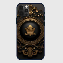 Чехол для iPhone 12 Pro Max Классические золотые узоры и корона, цвет: 3D-черный