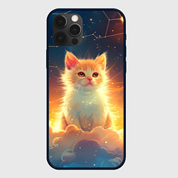 Чехол для iPhone 12 Pro Max Котик и космические созвездия, цвет: 3D-черный