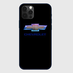 Чехол для iPhone 12 Pro Max Chevrolet logo neon, цвет: 3D-черный