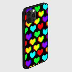 Чехол для iPhone 12 Pro Max Сердечки глитч паттерн, цвет: 3D-черный — фото 2