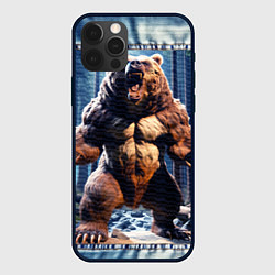 Чехол для iPhone 12 Pro Max Свирепый медведь, цвет: 3D-черный