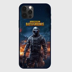 Чехол для iPhone 12 Pro Max PUBG персонаж в ночном городе, цвет: 3D-черный