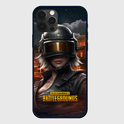 Чехол для iPhone 12 Pro Max PUBG девушка в шлеме, цвет: 3D-черный