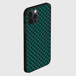 Чехол для iPhone 12 Pro Max Чёрно-бирюзовый узорчатый паттерн, цвет: 3D-черный — фото 2