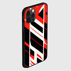 Чехол для iPhone 12 Pro Max Black and red stripes on a white background, цвет: 3D-черный — фото 2