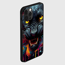Чехол для iPhone 12 Pro Max Оскал свирепой пантеры - нейросеть, цвет: 3D-черный — фото 2