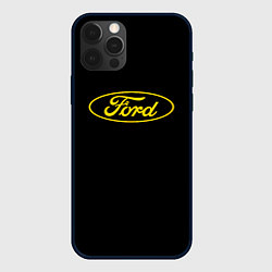 Чехол для iPhone 12 Pro Max Ford logo yellow, цвет: 3D-черный