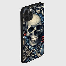 Чехол для iPhone 12 Pro Max Стимпанк композиция с черепом - нейросеть, цвет: 3D-черный — фото 2