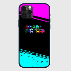 Чехол для iPhone 12 Pro Max Among us neon colors, цвет: 3D-черный