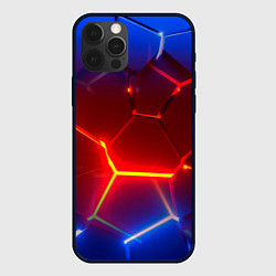 Чехол для iPhone 12 Pro Max Светящиеся лавой неоновые плиты в разломе, цвет: 3D-черный