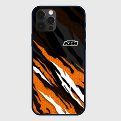 Чехол для iPhone 12 Pro Max KTM - Рваный гексагон, цвет: 3D-черный