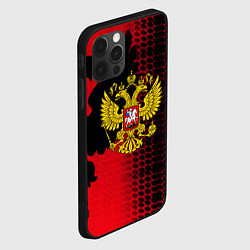 Чехол для iPhone 12 Pro Max Россия герб патриотический стиль, цвет: 3D-черный — фото 2