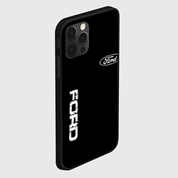 Чехол для iPhone 12 Pro Max Ford logo white steel, цвет: 3D-черный — фото 2