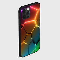 Чехол для iPhone 12 Pro Max Радужные неоновые плиты в разломе, цвет: 3D-черный — фото 2