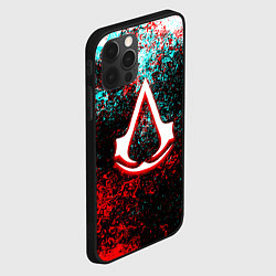 Чехол для iPhone 12 Pro Max Assassins Creed logo glitch, цвет: 3D-черный — фото 2