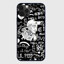 Чехол для iPhone 12 Pro Max Lil Peep pattern автографы лого, цвет: 3D-черный