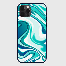 Чехол для iPhone 12 Pro Max Кислотно синий белый мраморный фон, цвет: 3D-черный