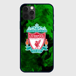 Чехол для iPhone 12 Pro Max Liverpool green fire, цвет: 3D-черный